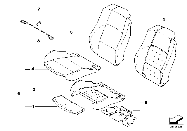 2012 BMW 335i Seat, Front, Cushion & Cover Diagram 1