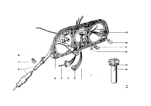 1969 BMW 2000 Instruments / Mounting Parts Diagram