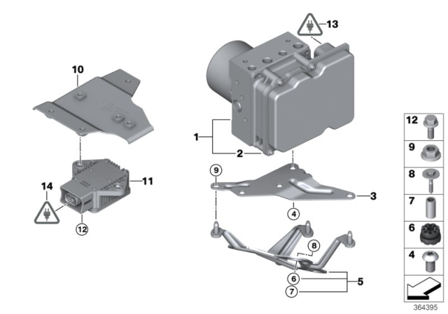 2014 BMW X1 Hydro Unit DXC / Fastening / Sensors Diagram