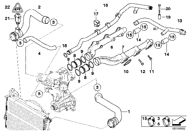 2002 BMW M5 Cooling System - Water Hoses Diagram