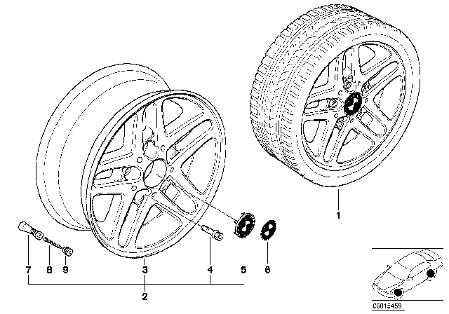 2002 BMW 320i Light Alloy Rim Diagram for 36111095368