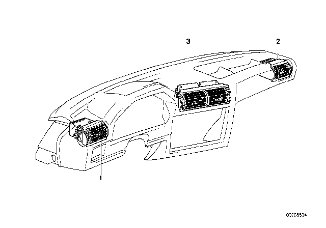 1991 BMW 325i Fresh Air Grille, Left Diagram for 64221381149