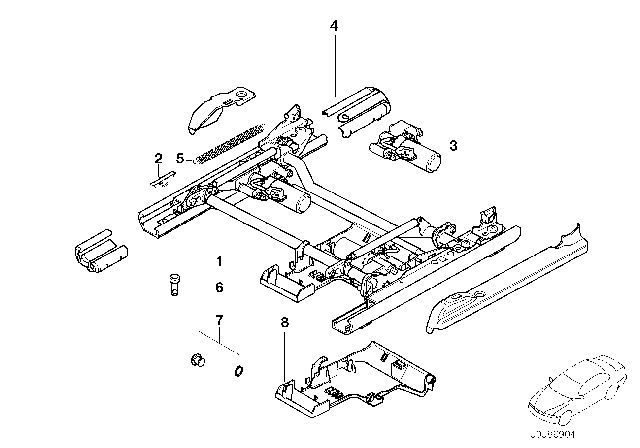 2002 BMW 540i Front Seat Rail Diagram 2