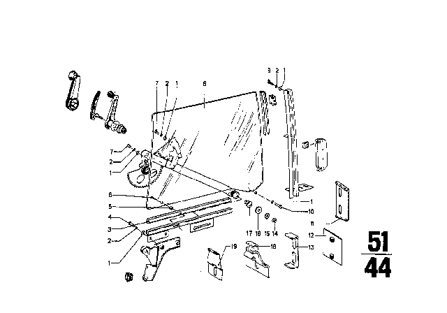 1974 BMW 2002 Window Guide Diagram 2