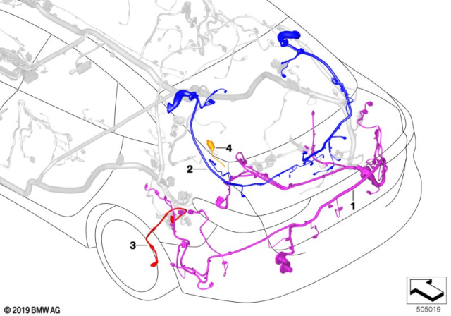 2020 BMW M235i xDrive Gran Coupe Repair Cable Main Wiring Harness - Rear Diagram 2