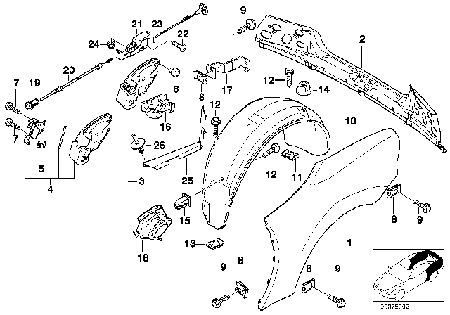2000 BMW Z3 Side Panel / Tail Trim Diagram
