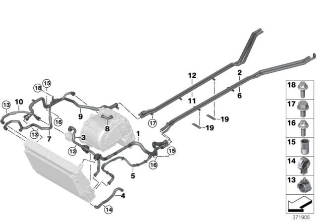 2017 BMW i8 Line, Coolant Pump-Connection Radiator Diagram for 17127640849