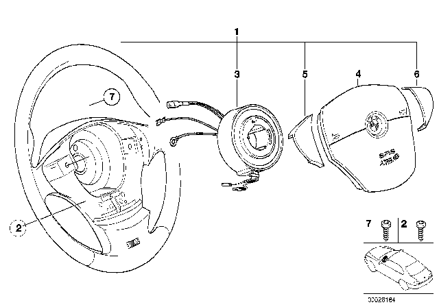 2000 BMW Z3 M M Sports Steering Wheel, Airbag Diagram