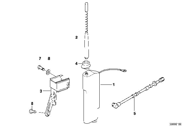 1995 BMW 318ti Antenna Rod For Short Rod Antenna Diagram for 65218362368