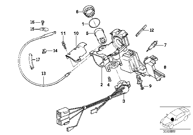 1997 BMW Z3 Steering Lock / Ignition Switch Diagram