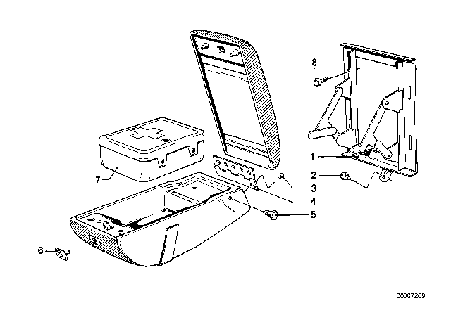 1982 BMW 733i Center Armrest Rear Diagram 1