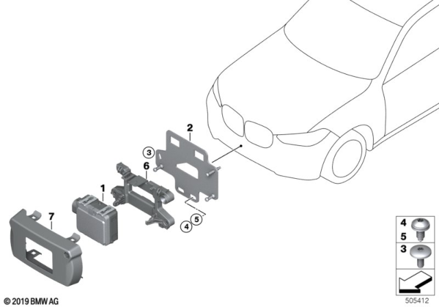 2020 BMW X7 Front Radar Sensor Diagram