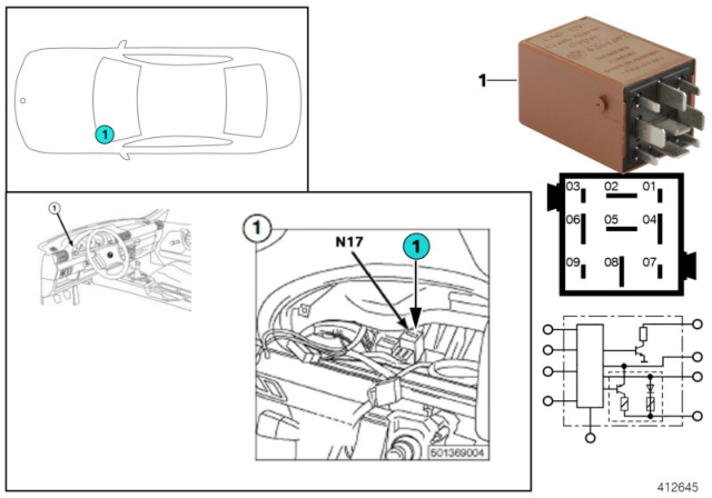 1998 BMW 328i Relay, Crash Alarm Diagram 1