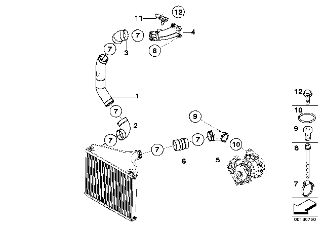 2008 BMW Alpina B7 Intake Manifold - Supercharger Air Duct Diagram