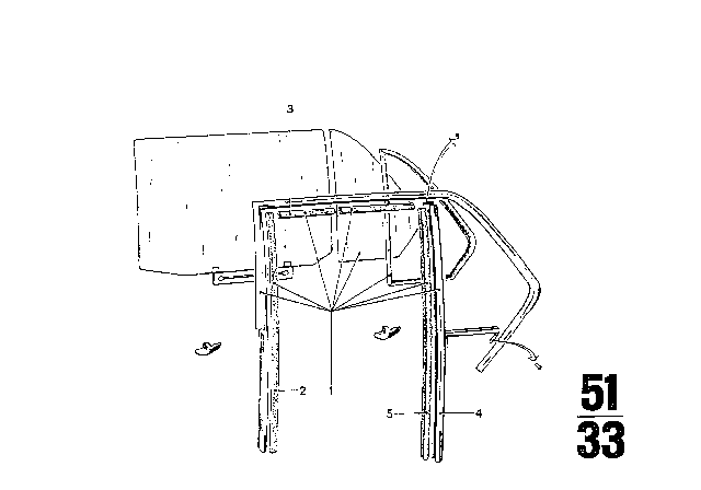 1973 BMW 3.0S Door Window Diagram 4