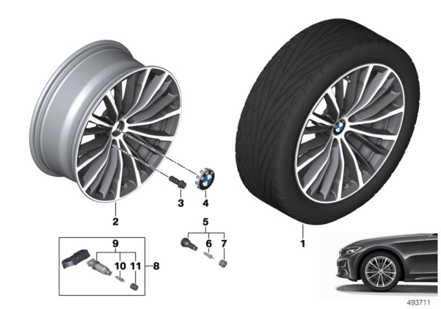 2019 BMW 330i xDrive BMW LA Wheel, Multi-Spoke Diagram
