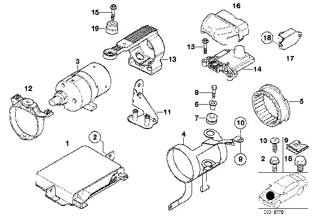 1998 BMW 540i Control Unit / DSC Sensors / Compressor Diagram