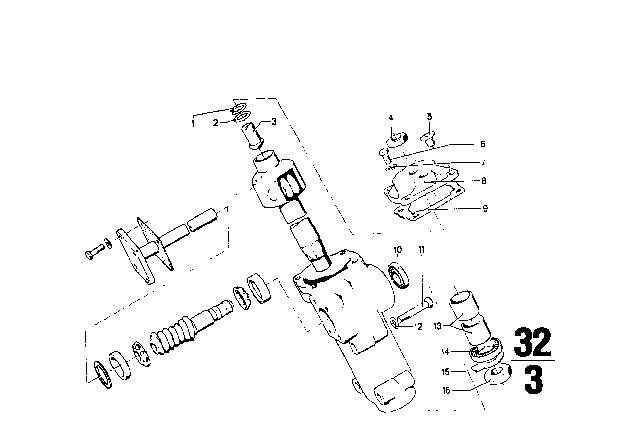 1972 BMW 2002tii Steering Box Single Components Diagram 2