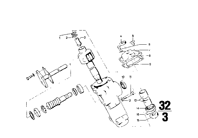 1968 BMW 1602 Steering Box Single Components Diagram 2