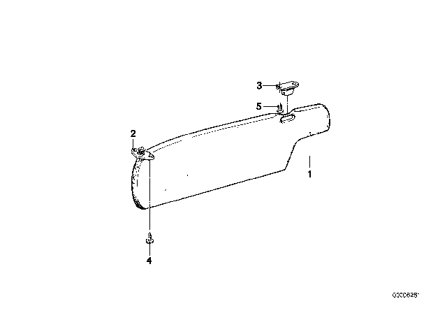 1979 BMW 528i Sun Visor, Right Diagram for 51161867622