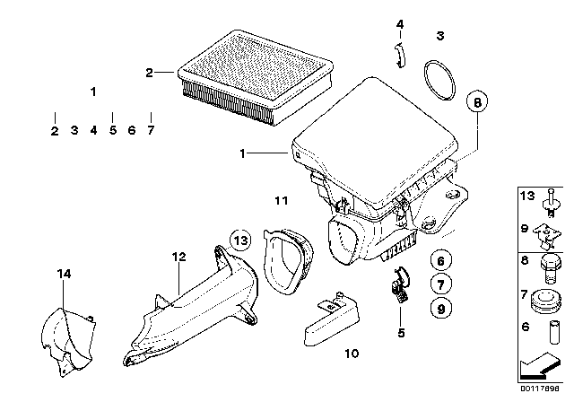 2003 BMW Z4 Intake Silencer Diagram for 13717514876