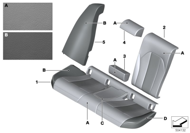 2020 BMW 330i xDrive Individual Option Cover Rear Seat Diagram