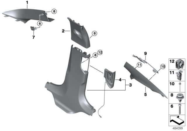 2018 BMW 530i xDrive Trim Panel Diagram