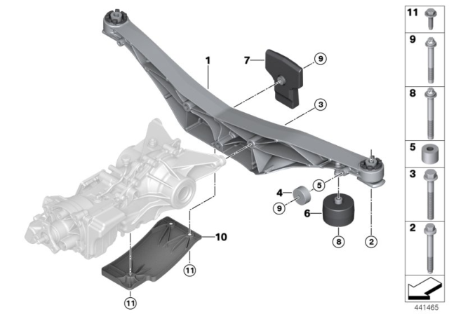 2019 BMW X1 Cross-Member, Rear Axle Differential Diagram