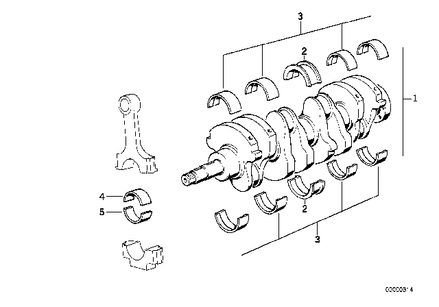 1985 BMW 318i Guide-Bearing Shell Blue Diagram for 11211250300