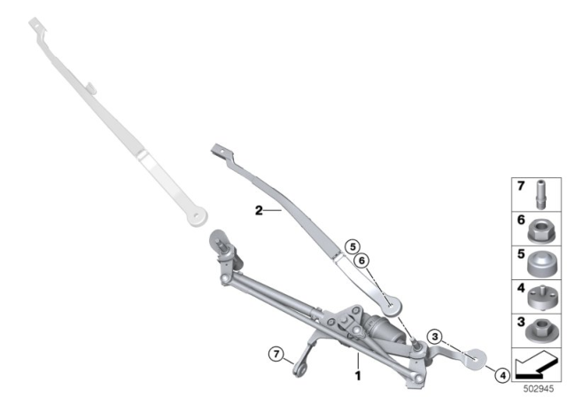 2020 BMW X4 Single Wiper Parts Diagram