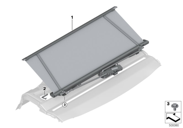 2020 BMW M8 Roller Sun Blind, Storage Shelf Diagram