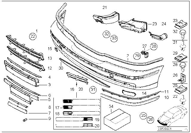 2000 BMW 528i Trim Panel, Front Diagram 1