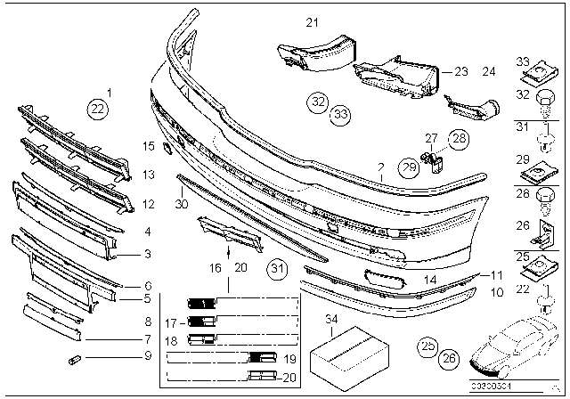 2001 BMW 540i Trim Panel, Front Diagram 1