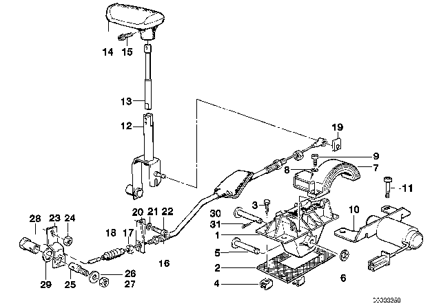 1991 BMW 750iL Gear Shift Parts, Automatic Gearbox Diagram