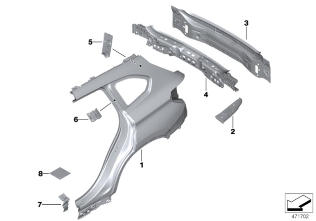 2020 BMW X1 Side Panel / Tail Trim Diagram