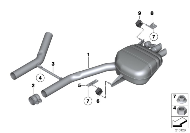 2014 BMW 760Li Bracket, Rear Silencer, Rear Right Diagram for 18307607488