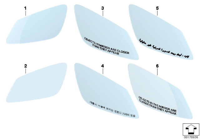 2019 BMW M6 Mirror Glass Diagram 2