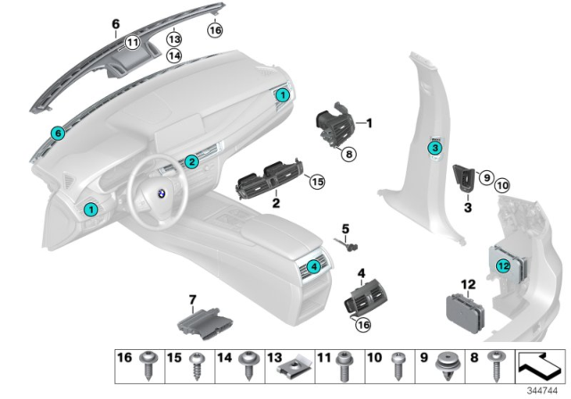 2014 BMW X5 Fresh Air Grille Center Diagram for 64229253115