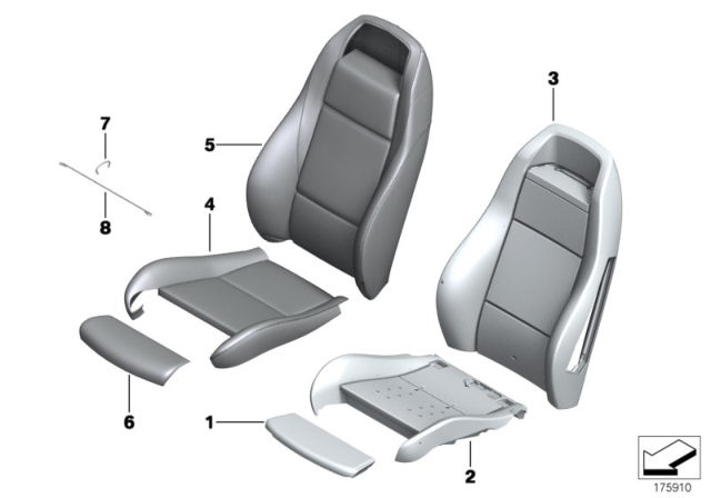 2009 BMW Z4 Sports Seat Upholstery Parts Diagram for 52107139699