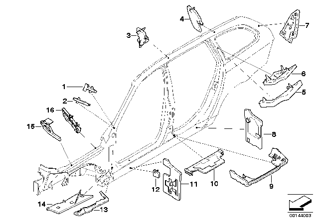 2006 BMW 530xi Moulded Part Column D Left Diagram for 41217060589