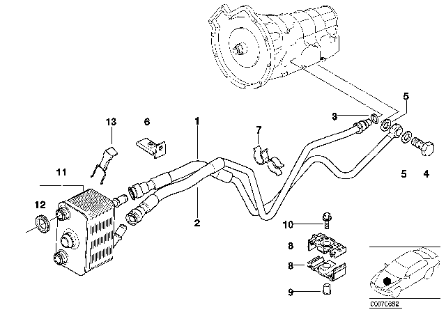 2000 BMW X5 Oil Cooler Pipe / Heat Exchanger Diagram