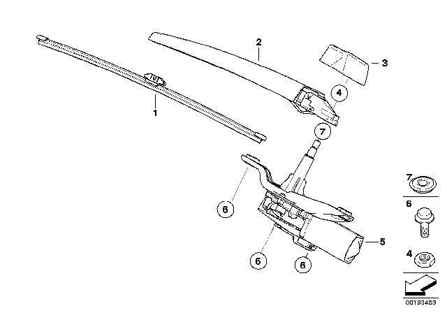 2012 BMW X5 Single Parts For Rear Window Wiper Diagram