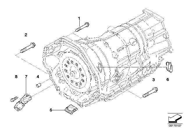 2013 BMW X6 Transmission Mounting Diagram 1