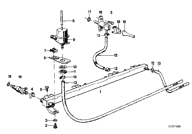 1978 BMW 633CSi Valves / Pipes Of Fuel Injection System Diagram 1