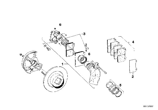 1968 BMW 1602 Brake Disc / Caliper / Mounting Parts / Front Diagram 3