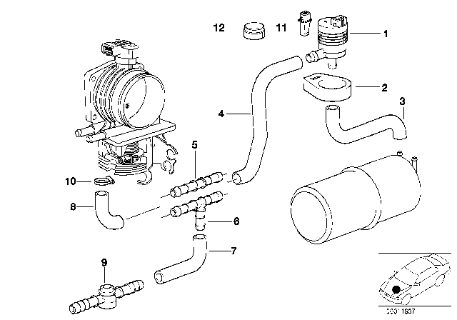 1999 BMW 528i Fuel Tank Breather Valve Diagram 1