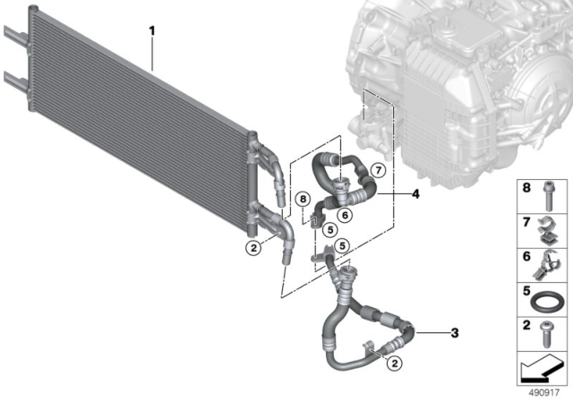 2019 BMW X2 TRANSMISSION OIL COOLER LINE Diagram for 17228676525