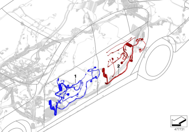 2017 BMW M760i xDrive Door Wiring Harness, Rear Diagram for 61126839117