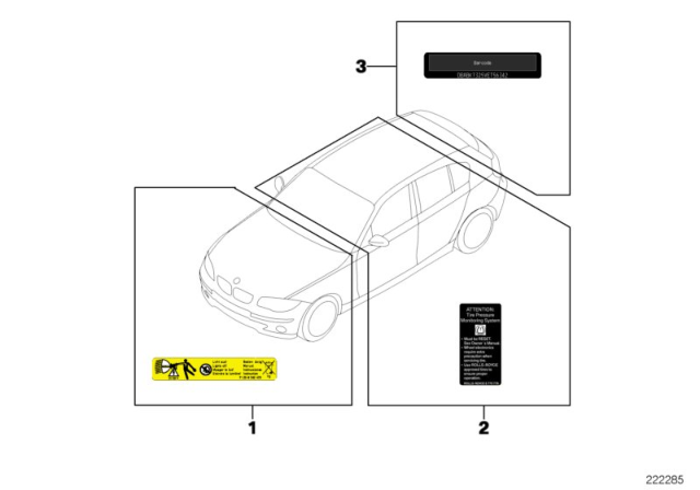 2014 BMW 328i xDrive Assorted Information Plates Diagram