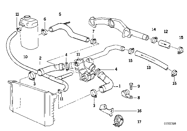 1992 BMW 850i Vent Hose Diagram for 17111702897